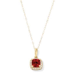 10K Gold CZ Birthstone Pendant - 18&quot;