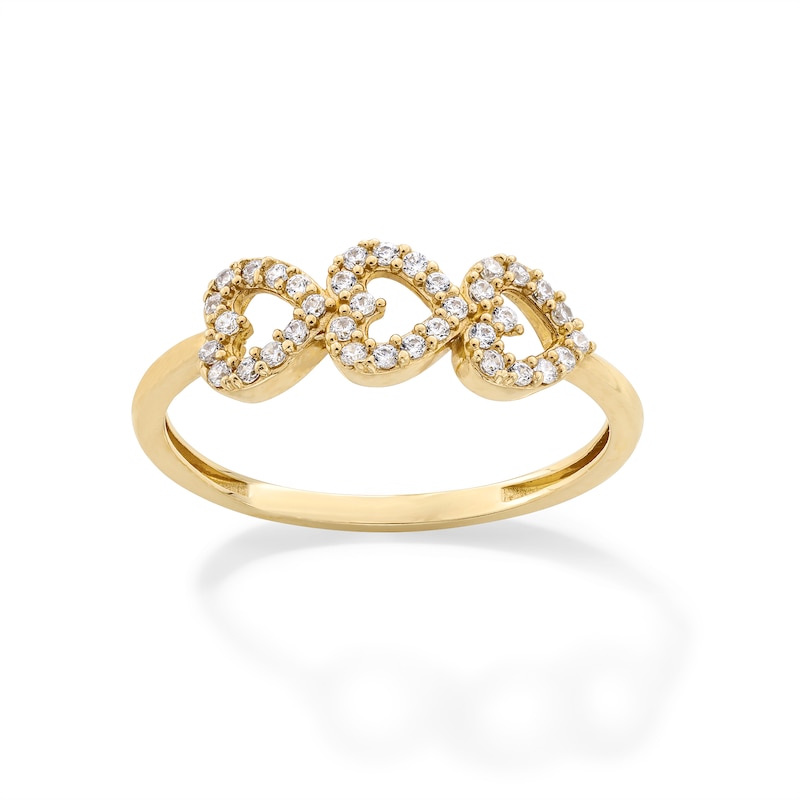 Main Image 1 of 10K Gold CZ Triple Heart Ring - Size 7