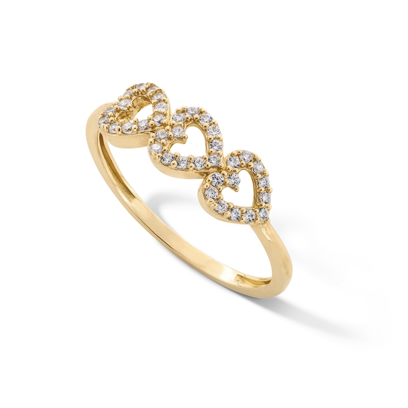 Main Image 2 of 10K Gold CZ Triple Heart Ring - Size 7