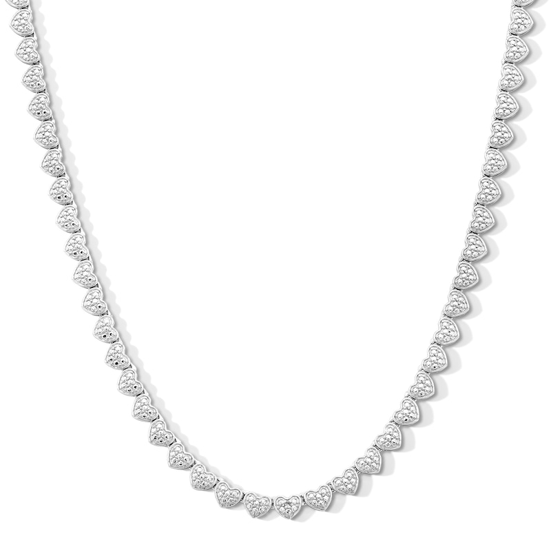 Main Image 1 of Sterling Silver Diamond Accent Heart Necklace - 20&quot;