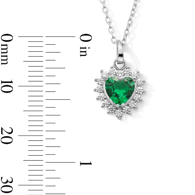 Main Image 2 of Sterling Silver CZ Birthstone Heart Pendant - 18&quot;