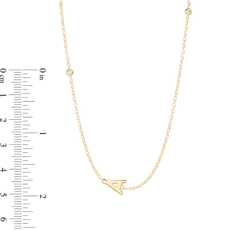 Main Image 5 of 14K Gold Plated CZ Bezel Set Initial Rolo Necklace - 18&quot;