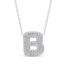 Sterling Silver CZ Bubble Initial Rolo Necklace - 18&quot;