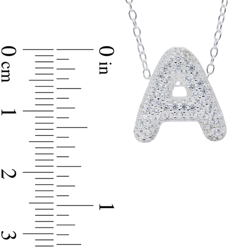 Main Image 4 of Sterling Silver CZ Bubble Initial Rolo Necklace - 18&quot;