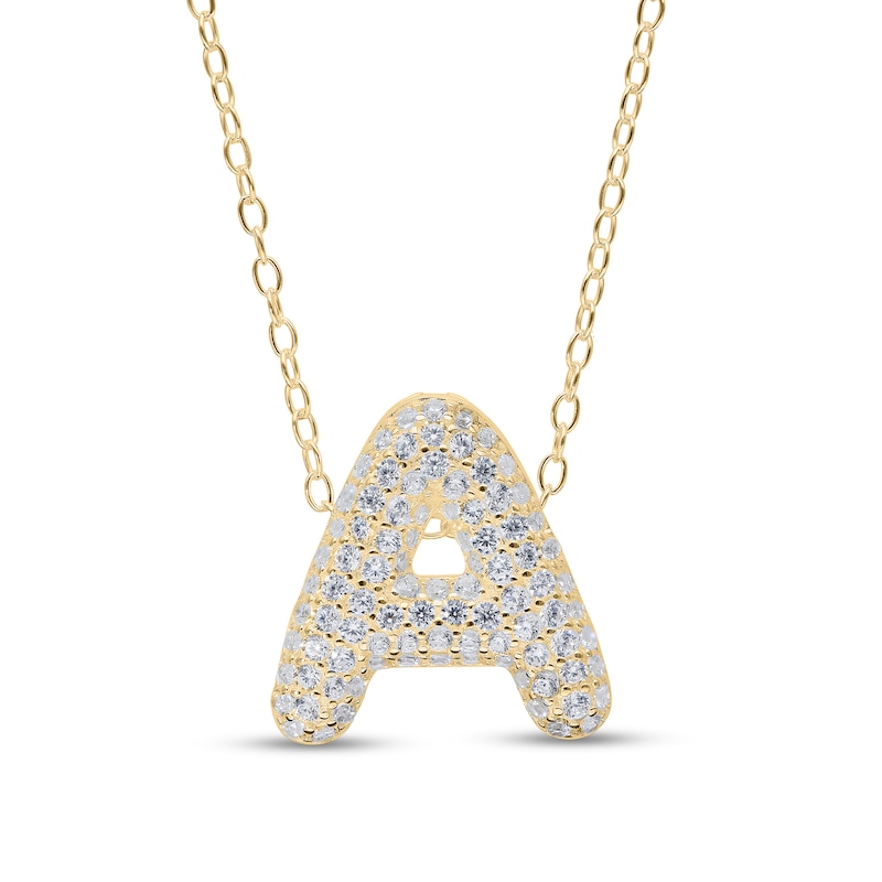 Main Image 1 of 14K Gold Plated CZ Bubble Initial Necklace - 18&quot;