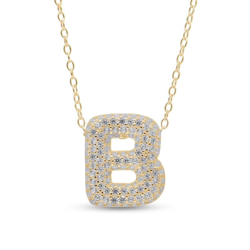 Main Image 3 of 14K Gold Plated CZ Bubble Initial Necklace - 18&quot;