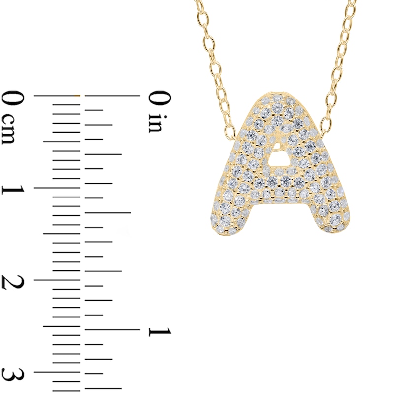 Main Image 4 of 14K Gold Plated CZ Bubble Initial Necklace - 18&quot;