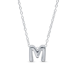 Sterling Silver Bubble Initial Rolo Necklace - 18&quot;