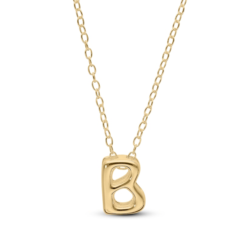 Main Image 1 of 14K Gold Plated Bubble Initial Rolo Necklace - 18&quot;