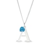 Thumbnail Image 1 of Sterling Silver Simulated Crystal Birthstone Heart Initial Curb Necklace - 18&quot;