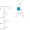 Thumbnail Image 2 of Sterling Silver Simulated Crystal Birthstone Heart Initial Curb Necklace - 18&quot;