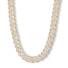 14K Gold Plated CZ Baguette Cuban Chain Necklace - 22&quot;