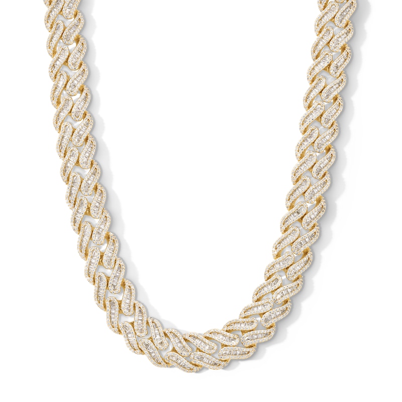 Main Image 1 of 14K Gold Plated CZ Baguette Cuban Chain Necklace - 22&quot;