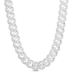 Sterling Silver CZ Baguette Cuban Chain Necklace - 22&quot;