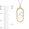 Thumbnail Image 3 of 14K Gold Plated Open Oval Frame Initial Rolo Two-Tone Necklace - 18&quot;