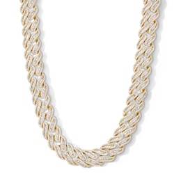 14K Gold Plated CZ Baguette Cuban Chain Necklace - 24&quot;