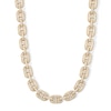 Thumbnail Image 1 of 14K Gold Plated CZ Round and Baguette Oval Link Necklace - 22&quot;