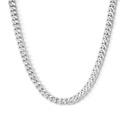 Sterling Silver CZ Curb Chain Necklace - 22&quot;