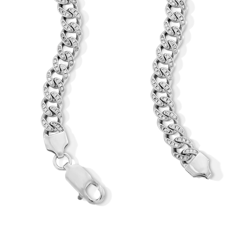 Main Image 3 of Sterling Silver CZ Curb Chain Necklace - 22&quot;