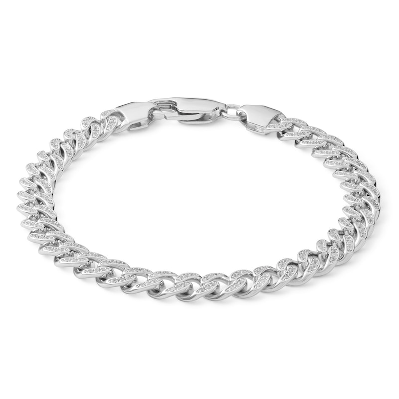 Main Image 1 of Sterling Silver CZ Curb Chain Bracelet - 8&quot;