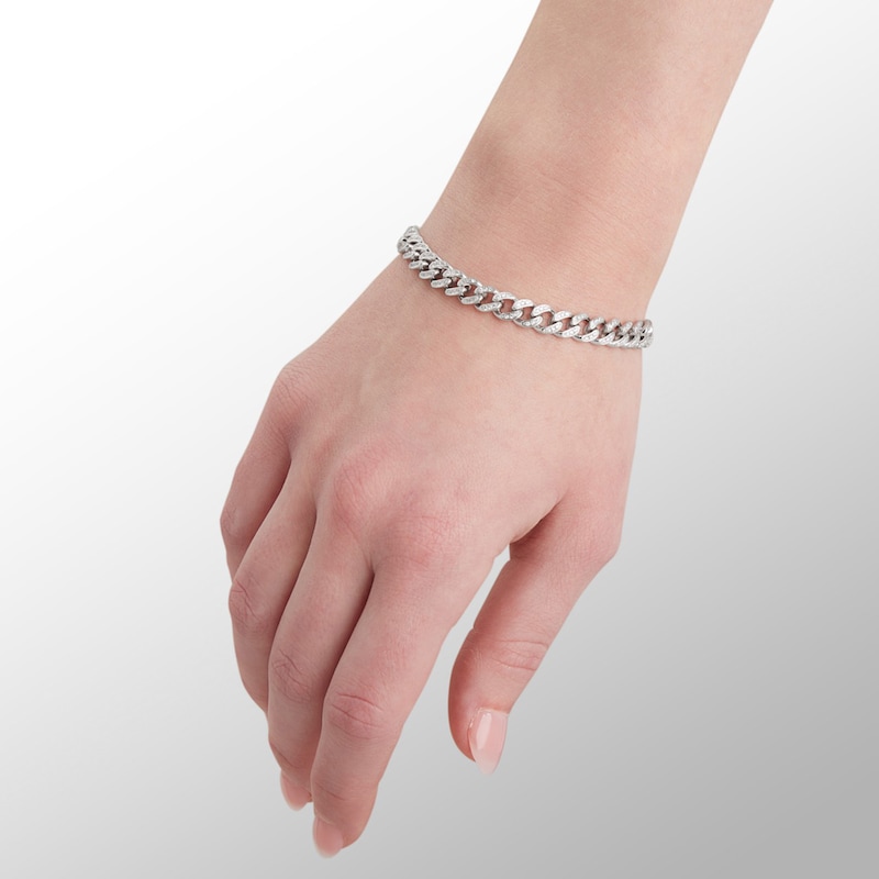 Main Image 2 of Sterling Silver CZ Curb Chain Bracelet - 8&quot;