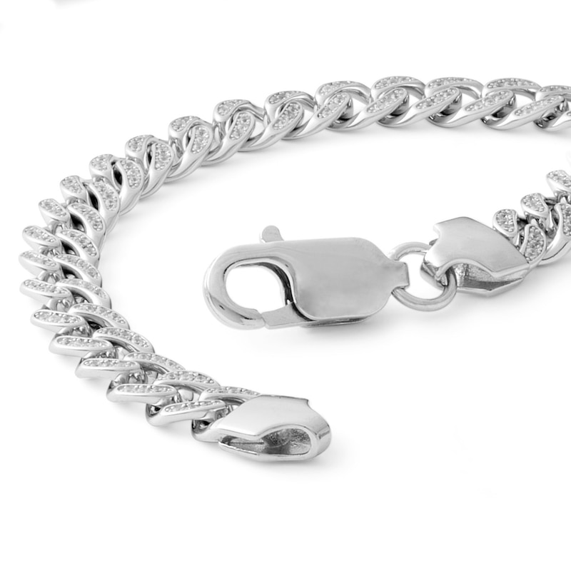 Main Image 3 of Sterling Silver CZ Curb Chain Bracelet - 8&quot;