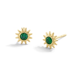 10K Gold CZ Birthstone Sun Studs