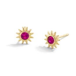 10K Gold Lab-Created Ruby Birthstone Sun Studs