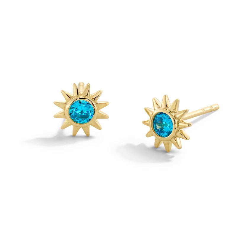 Main Image 1 of 10K Gold CZ Birthstone Sun Studs