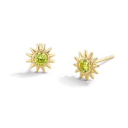 10K Gold CZ Birthstone Sun Studs