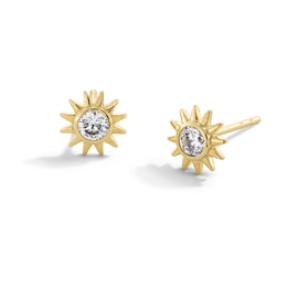 10K Gold CZ Birthstone Sun Studs