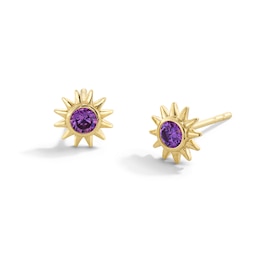 10K Gold CZ Birthstone Sun Studs