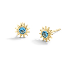 10K Gold CZ Birthstone Sun Studs