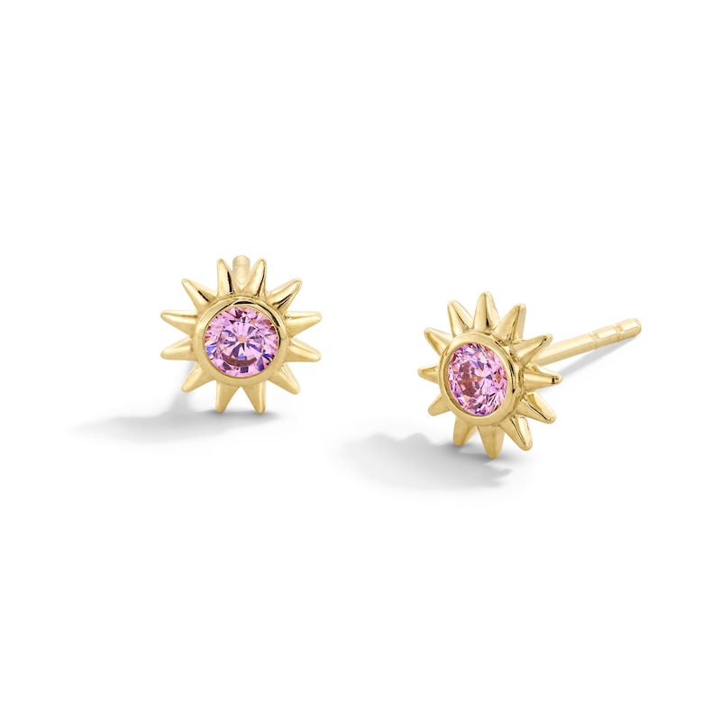 Main Image 1 of 10K Gold CZ Birthstone Sun Studs