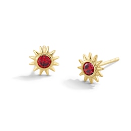 10K Gold CZ Birthstone Sun Studs