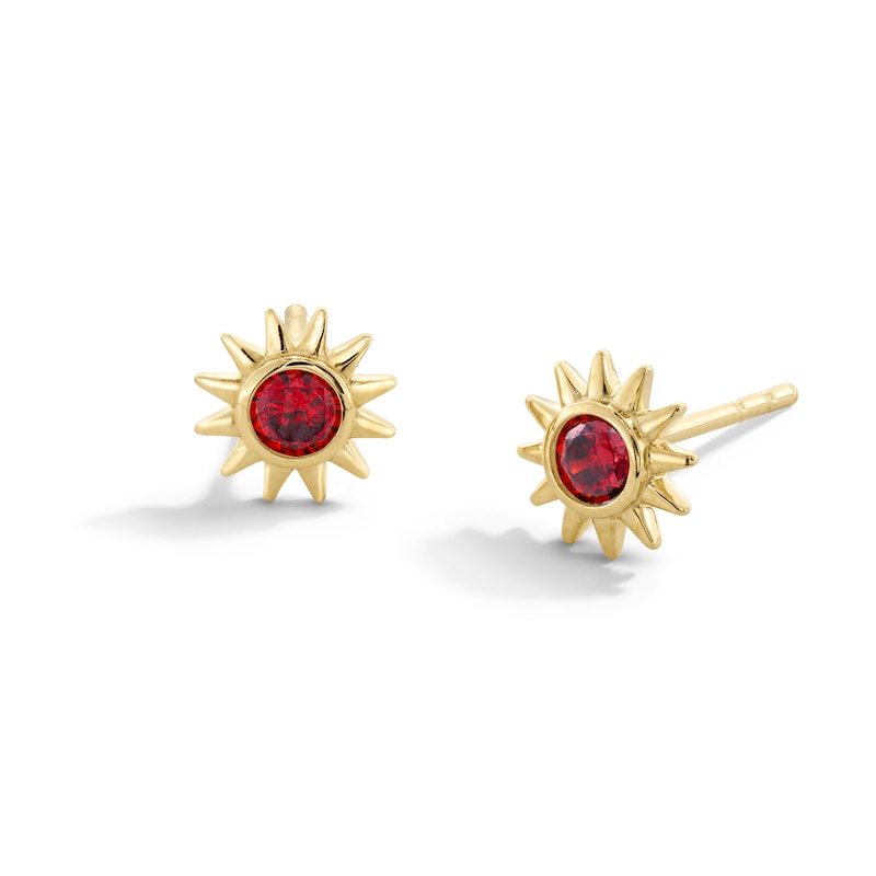 Main Image 1 of 10K Gold CZ Birthstone Sun Studs