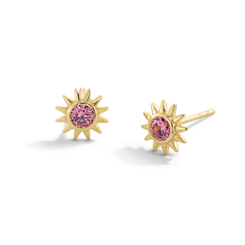 Main Image 1 of 10K Gold CZ Birthstone Sun Studs