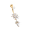 Thumbnail Image 1 of 10K Gold CZ Flower Dangle Belly Ring - 14G 9/16&quot;