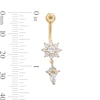 Thumbnail Image 2 of 10K Gold CZ Flower Dangle Belly Ring - 14G 9/16&quot;