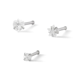 Stainless Steel CZ Nose Stud Set - 18G