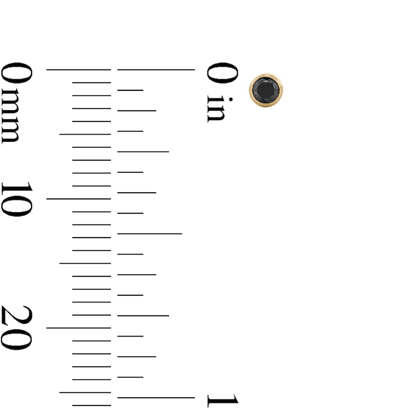 Main Image 2 of 14K Gold CZ 3mm Black Bezel Stud - 18G 5/16&quot;