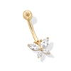 Thumbnail Image 1 of 10K Gold CZ Butterfly Belly Ring - 14G 9/16&quot;