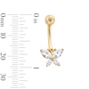 Thumbnail Image 2 of 10K Gold CZ Butterfly Belly Ring - 14G 9/16&quot;