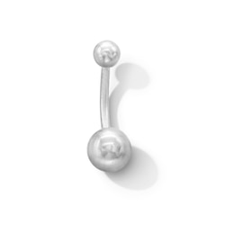 Titanium Double Ball Belly Button Ring - 14G 7/16"