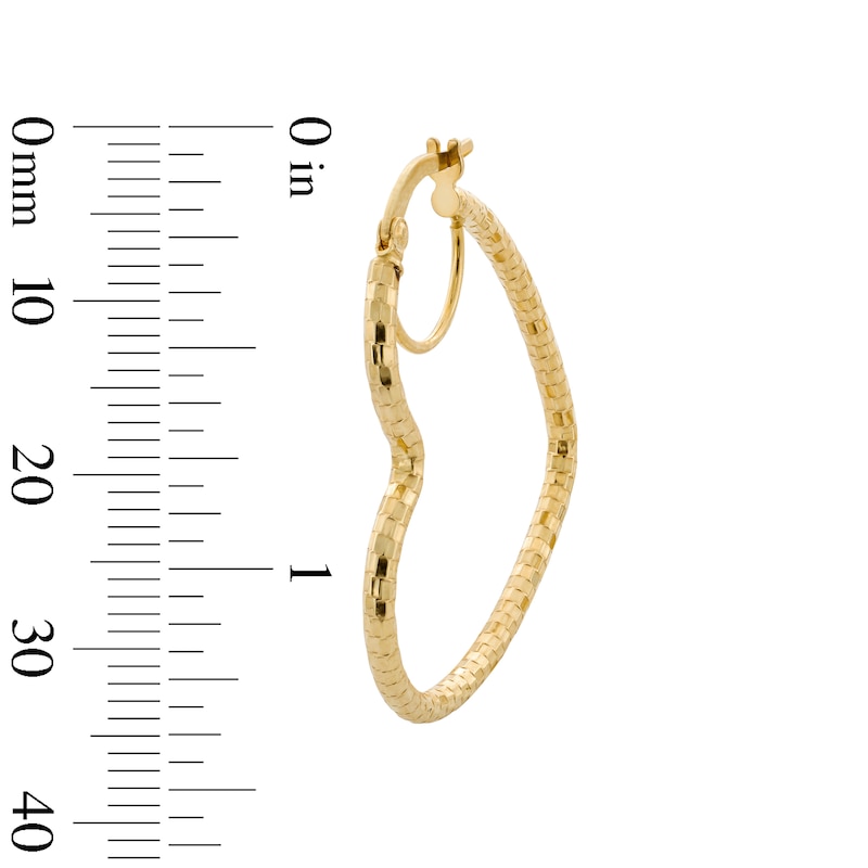 Main Image 2 of 10K Gold Diamond Cut Heart Hoops