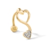 Thumbnail Image 1 of Yellow Ion Plated Simulated Crystal Open Heart Topdown Belly Ring - 14G 1/2&quot;