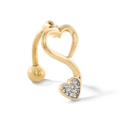 Yellow Ion Plated Simulated Crystal Open Heart Topdown Belly Ring - 14G 1/2&quot;