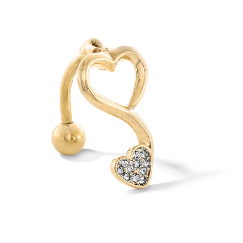 Main Image 1 of Yellow Ion Plated Simulated Crystal Open Heart Topdown Belly Ring - 14G 1/2&quot;