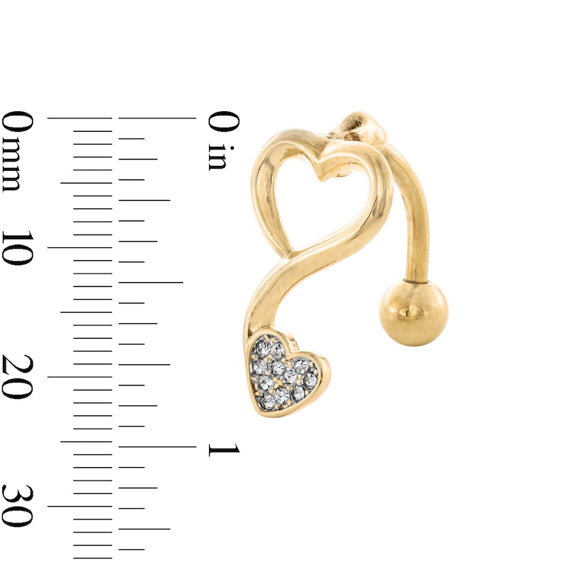 Main Image 2 of Yellow Ion Plated Simulated Crystal Open Heart Topdown Belly Ring - 14G 1/2&quot;