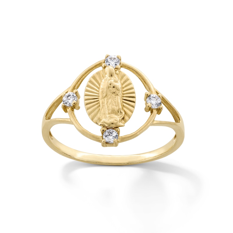 Main Image 1 of 10K Gold CZ Our Lady of Guadalupe Medallion Ring - Size 7